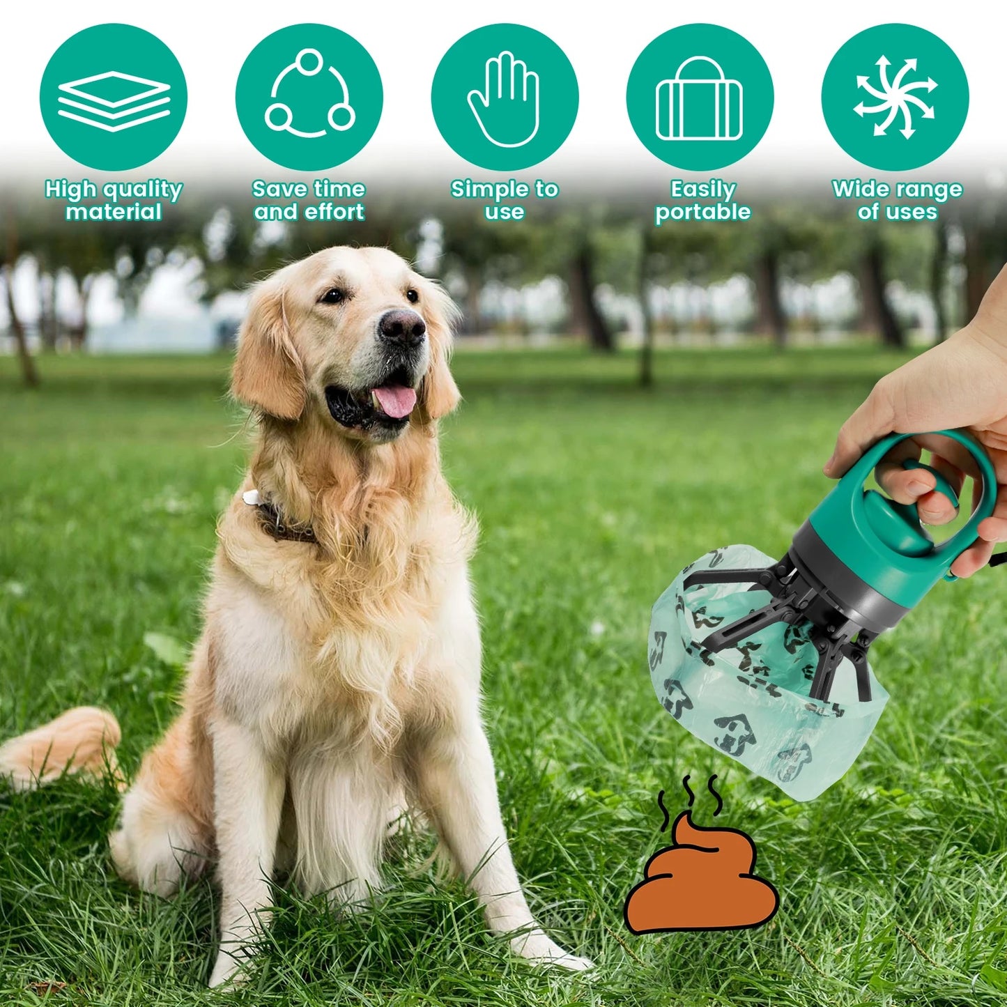 💩 Recogedor de Caca con Dispensador de Bolsas – Portátil y Limpio